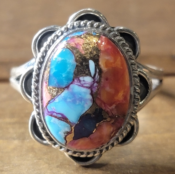 Native Jewelry - Native Kingman Turquoise Gemstone Ring Size 7 Sterling Silver Boho Jewelry